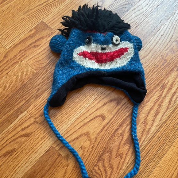 Boys Knitted Blue Sock Monkey Hat, Size: Universal - Picture 1 of 2